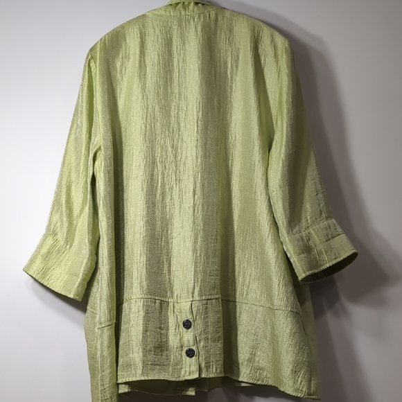 Ali Miles | Lime Button Down Shacket 3/4 Sleeve Lightweight Loose Fit Size L - Picture 9 of 9